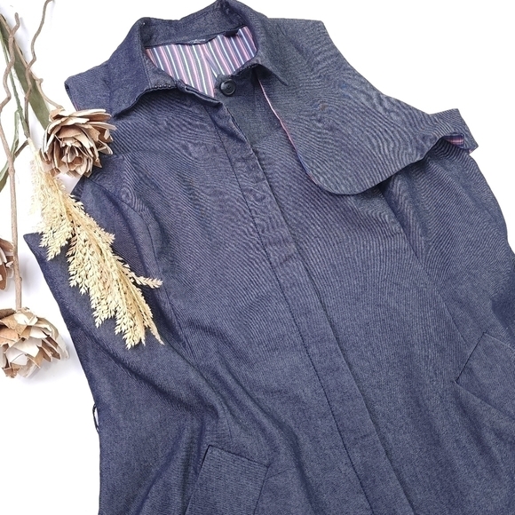 LIZ Claiborne Blue Denim Lined Button Down Dress Sz 16 - Picture 11 of 13